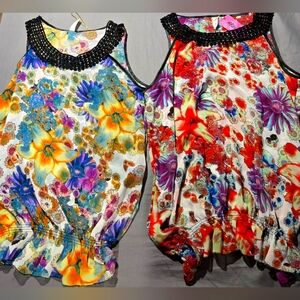 Ace Fashion--2 Women's Floral Tank Dress-XL